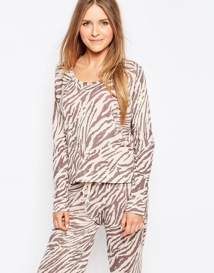 Sundry Tiger Print Sweater - Warm Gray