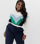 Vero Moda Curve Chevron Color Block Sweater - Multi
