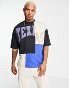 Asos Design Oversized T-shirt In Color Block With Texas Print-multi
