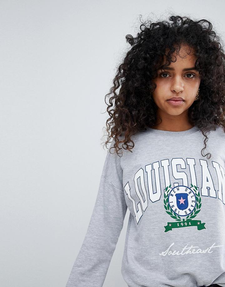 New Look Louisiana Crest Sweat - Gray