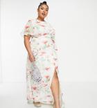 Hope & Ivy Plus Greta Floral Print Maxi Dress In Pink