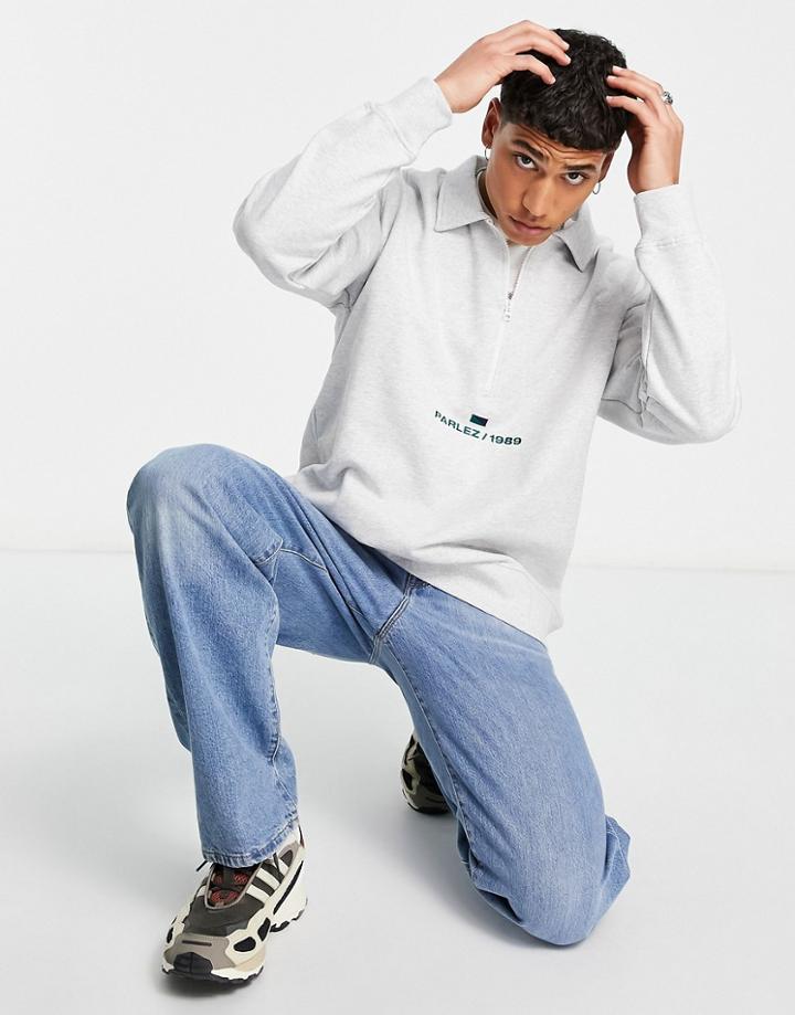 Parlez Cardinal Embroidered Half Zip Sweatshirt In Gray