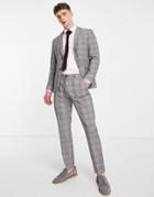 Selected Homme Slim Suit Pants In Light Gray Check