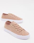 Asos Design Dizzy Lace Up Sneakers In Warm Beige-neutral