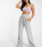 Influence Petite Wide Leg Sweatpants With Seam Detail In Gray - Part Of A Set-grey