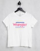 Wrangler Rainbow Logo Retro Tee In White