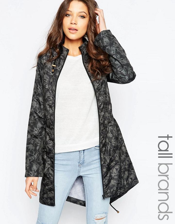 Brave Soul Tall Palm Print Rain Trench