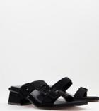 Asos Design Wide Fit Willow Buckle Detail Heeled Mules In Black