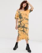 Asos Design Off Shoulder T-shirt Dress In Tie Dye - Multi