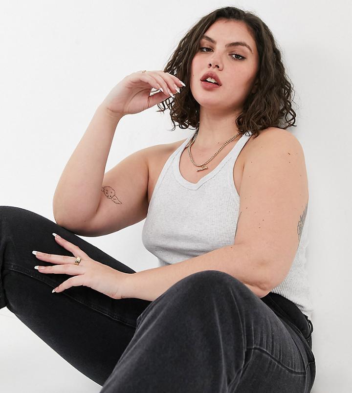 Cotton: On Curve Tank Top In Gray-grey
