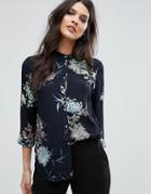 Y.a.s Floral Button Down Shirt - Black