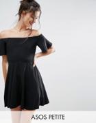 Asos Petite Off Shoulder Skater Dress - Black