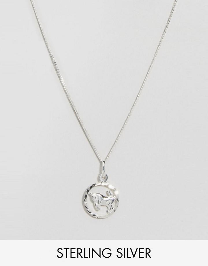 Reclaimed Vintage Taurus Zodiac Sterling Silver Necklace - Silver
