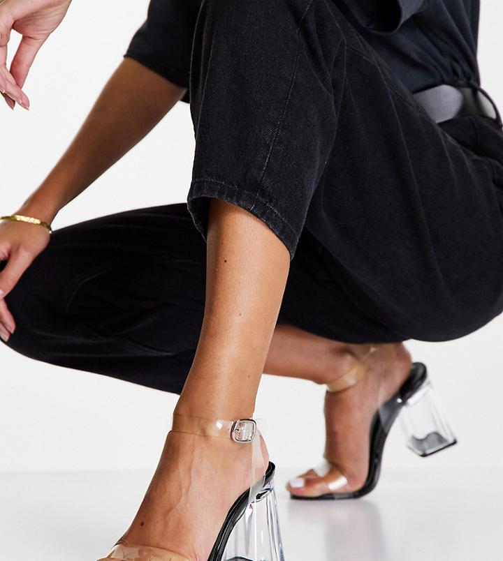 Truffle Collection Clear Heeled Sandals In Black