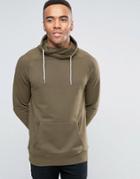 New Look Hoodie With Funnel Neck In Khaki - Green