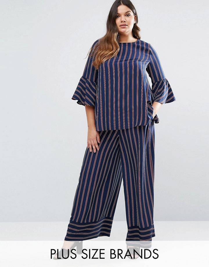 Lovedrobe Co-ord Striped Wide Leg Pants - Navy