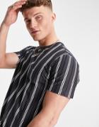 New Look Oversized T-shirt With Vertical Stripes In Charcoal-grey