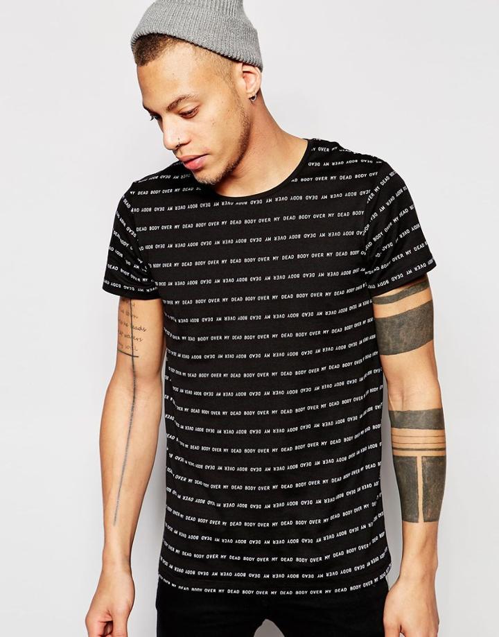 Cheap Monday Cap Logo Stripe T-shirt - Black
