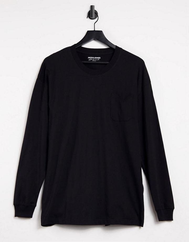 Jack & Jones Core Boxy Long Sleeve T-shirt In Black