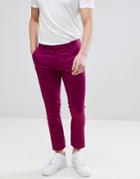 Asos Design Super Skinny Crop Smart Pants In Raspberry Cotton Sateen - Pink