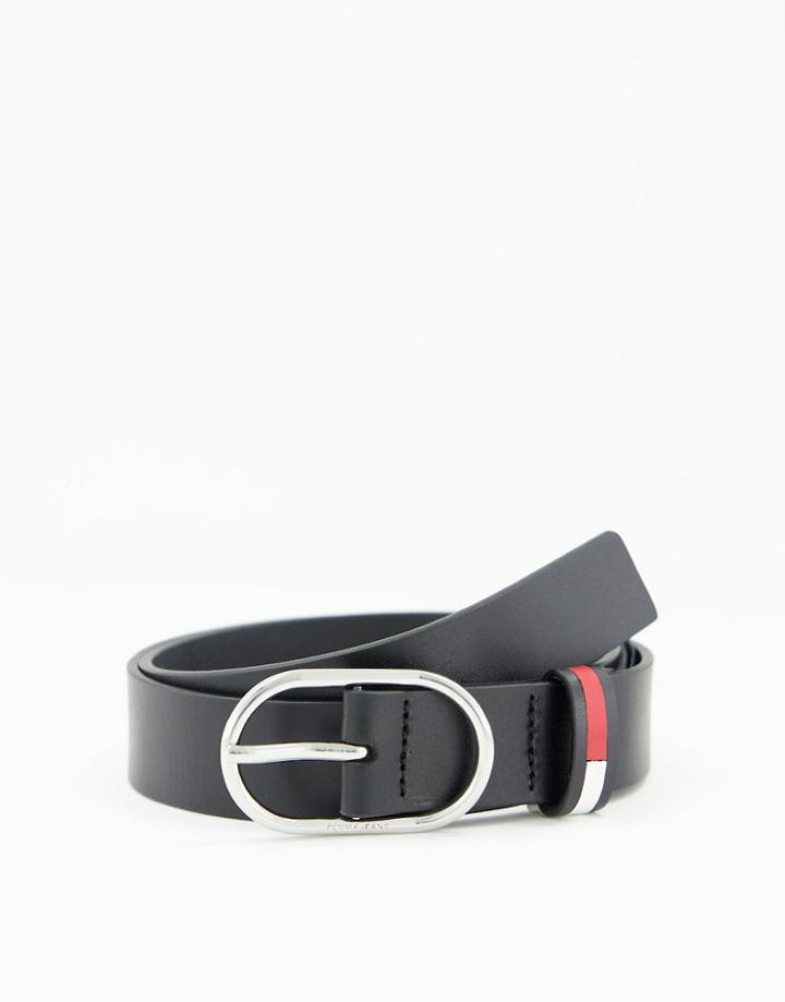 Tommy Jeans Oval Belt In Black