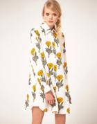 Ashish Shirt Dress In Marigold Print - Cream
