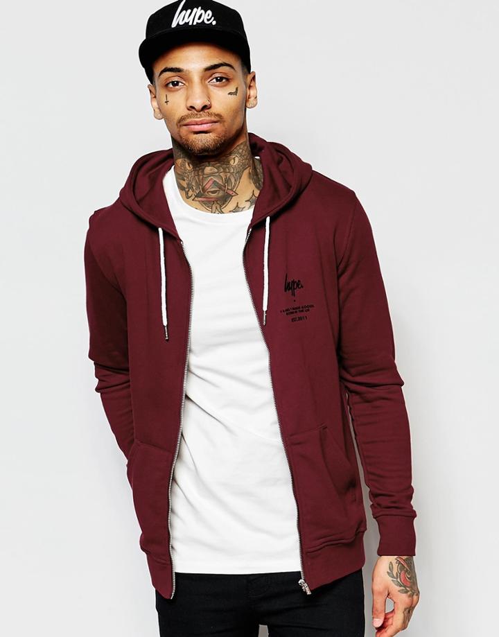 Hype Hoodie With Zip Through - Red