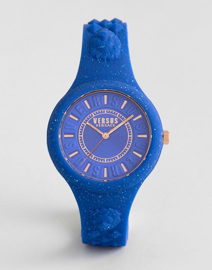 Versus Versace Spoq19 Fire Island Glitter Silicone Watch In Blue - Blue