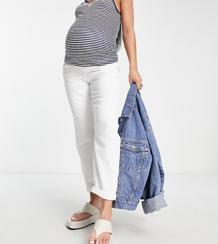 River Island Maternity Mom Jeans In White