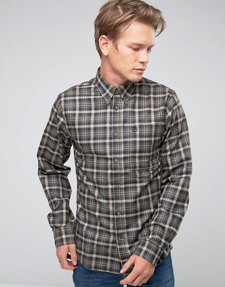 Fjallraven Shirt In Check Flannel Slim Fit Black - Black