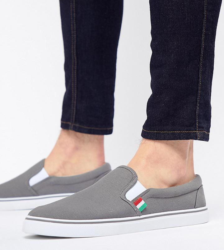 Duke Plus Canvas Sneakers With Side Elastic In Gray - Gray