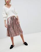 Vila Sequin Skirt-copper