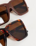 Madein. 2 Pack Tort Frame Sunglasses-multi