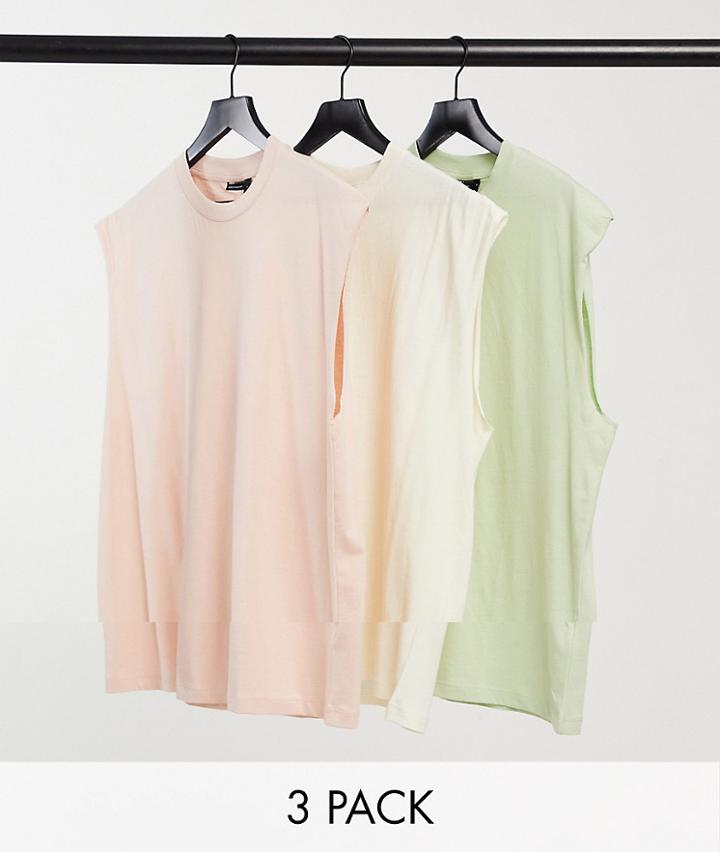 Asos Design 3 Pack Oversized Tank-multi