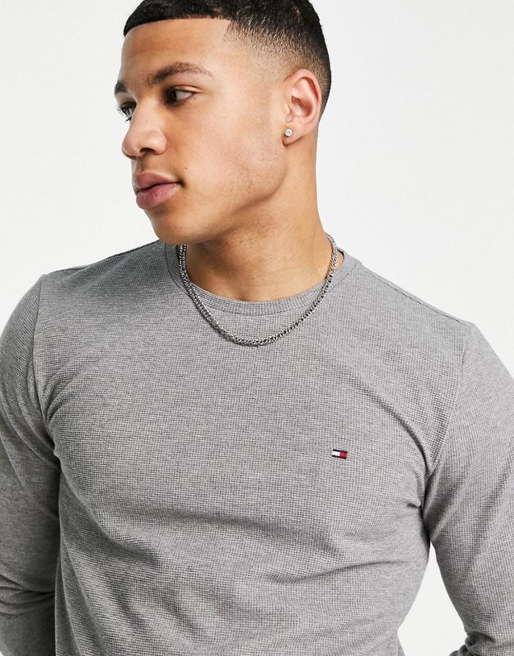 Tommy Hilfiger Waffle Long Sleeve T-shirt In Gray