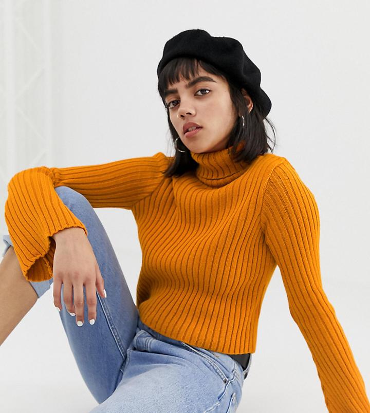 Asos Design Petite Rib Roll Neck Sweater
