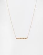 Nylon Gold Plated Hammered Bar Necklace - Gold Plated