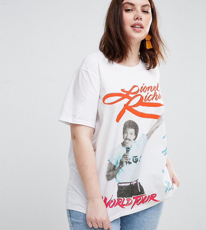 Asos Design Curve T-shirt With Lionel Richie Print - Pink