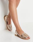 Asos Design Florentine Woven Leather Sandals In Metallic-multi