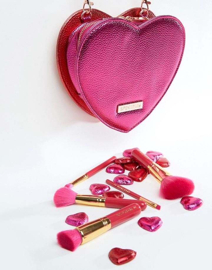 Spectrum Heart Bag And Brush Set - Clear