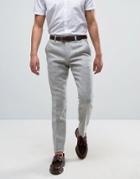 Asos Slim Smart Pants In Gray Harris Tweed - Gray