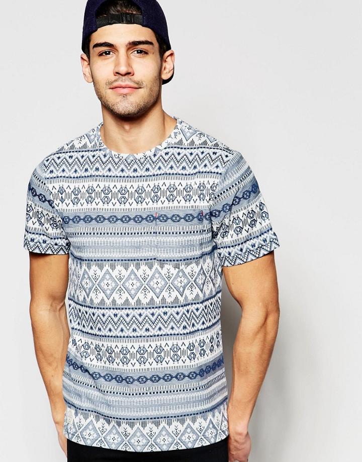 Native Youth Jacquard Knit T-shirt - Blue