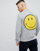 Pull & Bear Smiley Face Sweatshirt In Gray - Gray