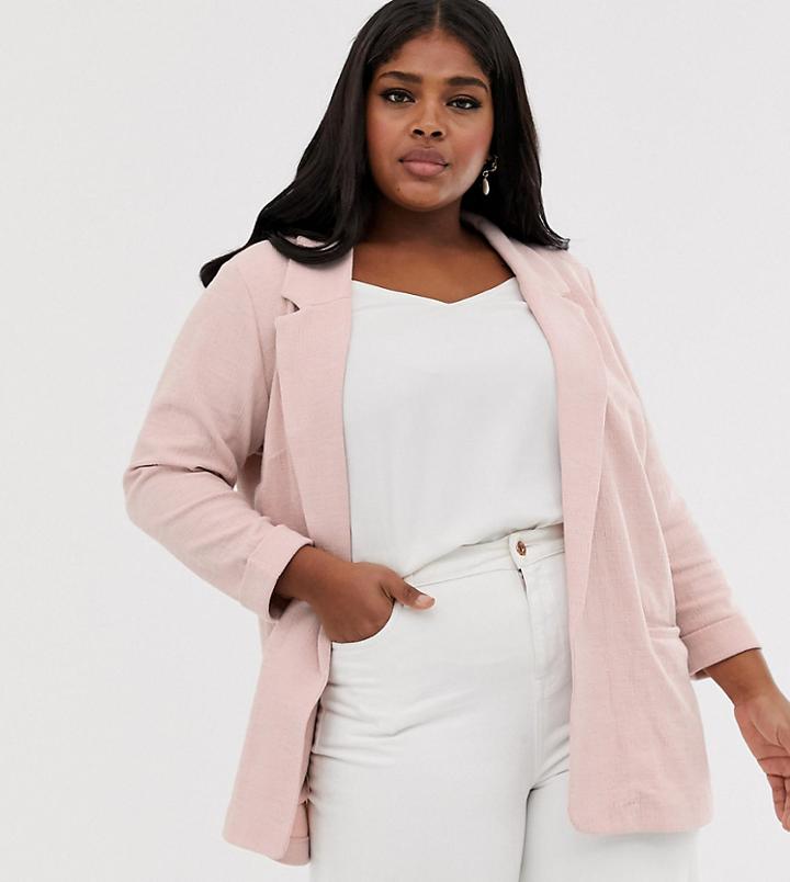 New Look Curve Stretch Blazer In Pink