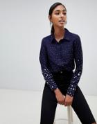 Brave Soul Shirt In Star Fade Print - Navy