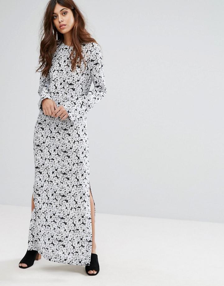 Warehouse Daisy Silk Mix Column Maxi Dress - Multi