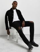 River Island Relaxed Skinny Jeans With Rips In Black