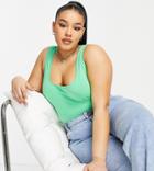 Asos Design Curve Tank Top With Scoop Front And Back In Green