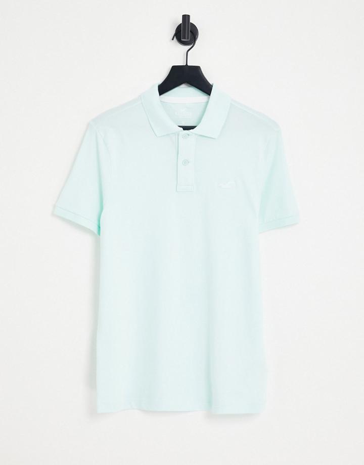 Hollister Icon Logo Pique Polo In Mint Green