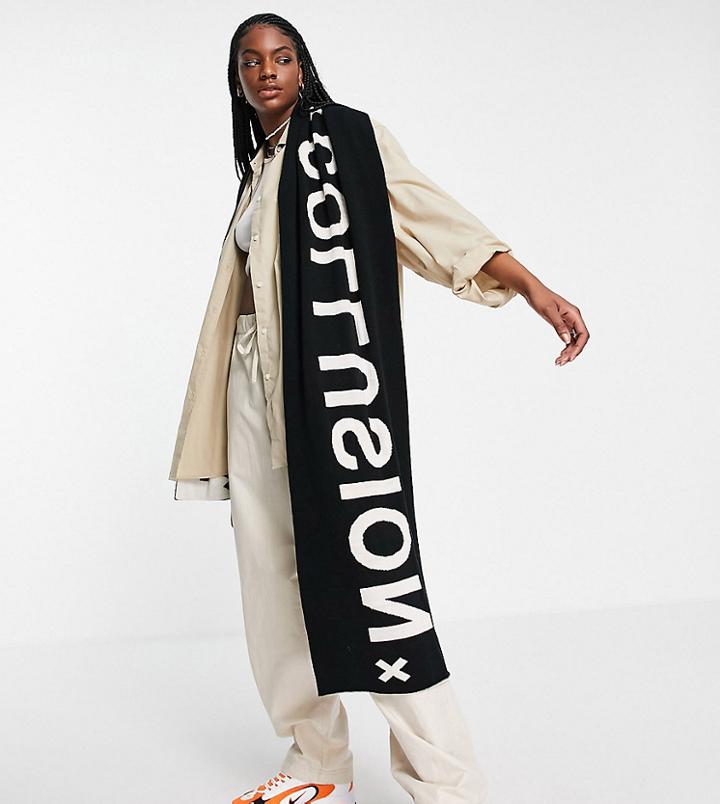 Collusion Unisex Logo Scarf In Black And White-multi